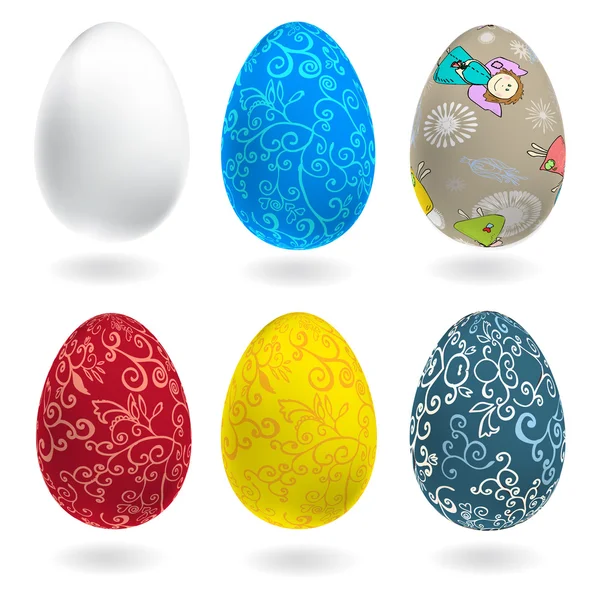 3D Vector easter eggs set with shadows — Stock Vector