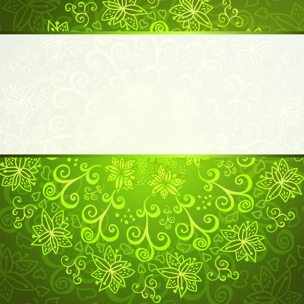 Green abstract floral ornament background — Stock Vector