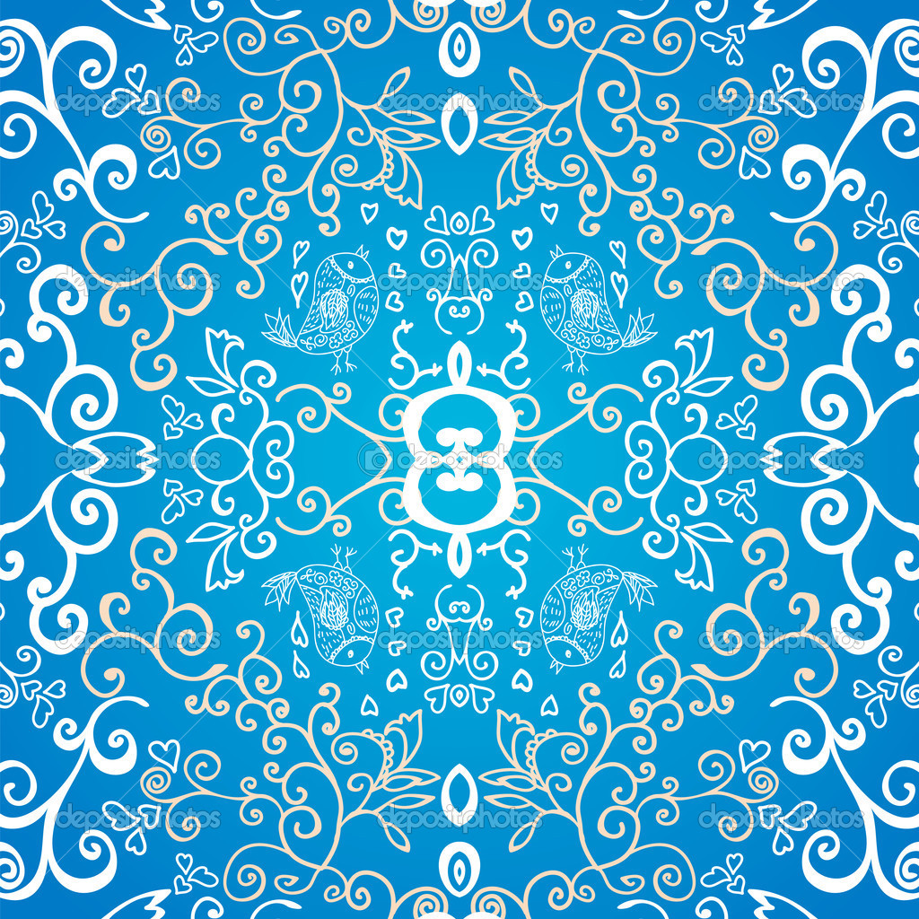Blue symmetric floral ornament background Stock Vector by ©AlenaPohu 22511045