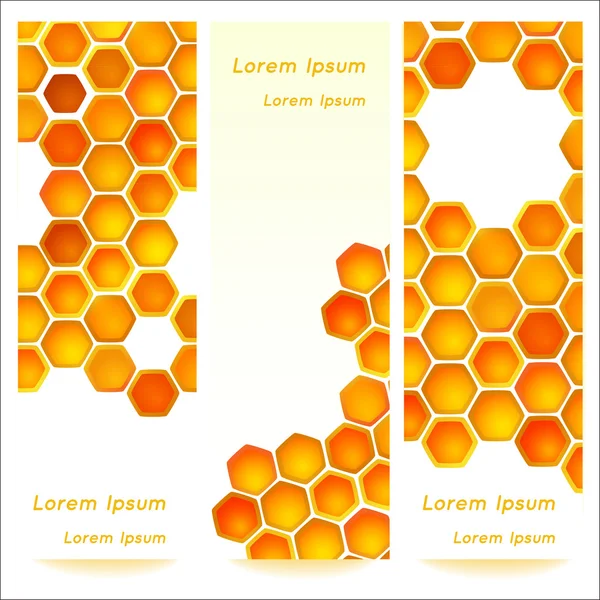 Vertical banners with honeycomb cells background — Stock Vector