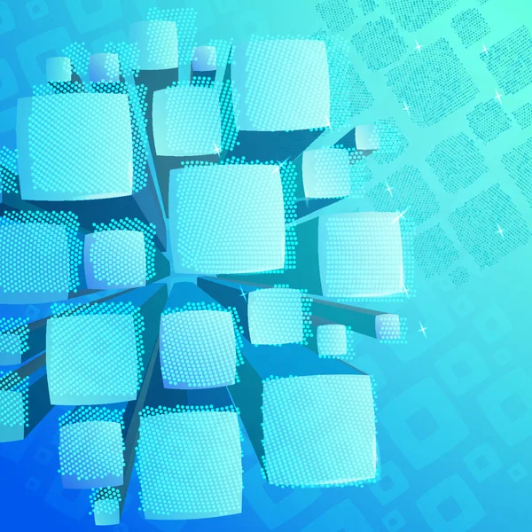 Abstracte blauwe achtergrond met kubus mozaïek — Stockvector