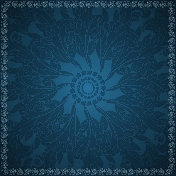 Azul floral ornamento fundo — Vetor de Stock