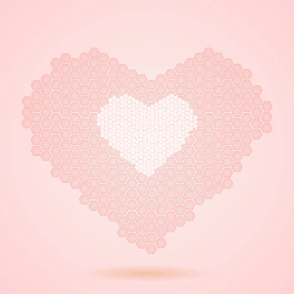 Tarjeta vectorial con corazón rosa panal — Vector de stock