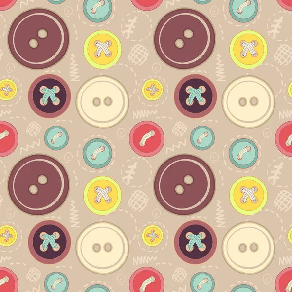 Vintage buttons sew seamless pattern — Stock Vector