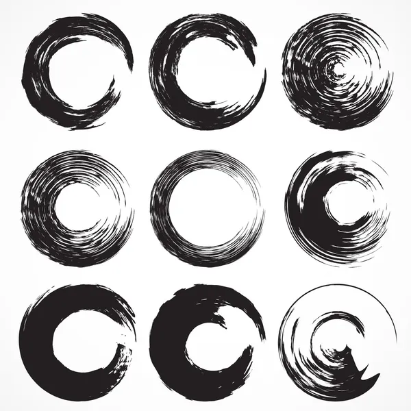 Conjunto vectorial de pinceladas de círculo grunge . — Archivo Imágenes Vectoriales