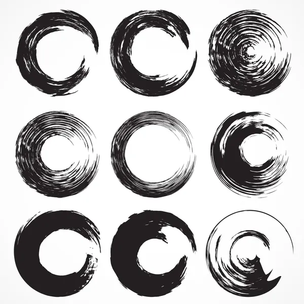 Vector set of grunge circle brush strokes. — Stock Vector