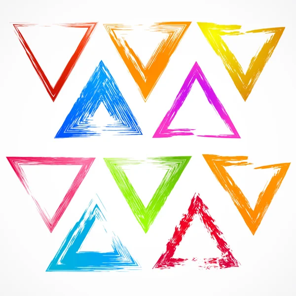 Conjunto vectorial de pinceladas de triángulo grunge . — Archivo Imágenes Vectoriales