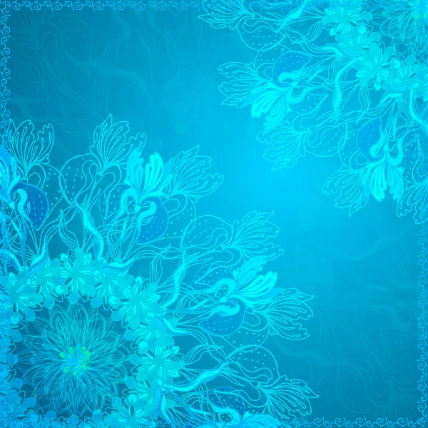 Azul floral ornamento mandala cartão de fundo —  Vetores de Stock