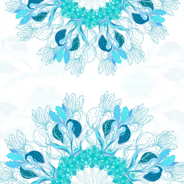 Blau Blumenschmuck Mandala Hintergrund Karte — Stockvektor