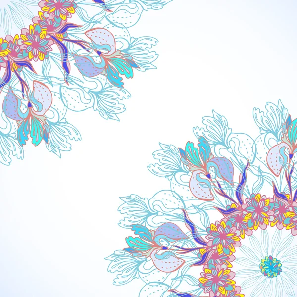 Ornement floral bleu mandala carte de fond — Image vectorielle