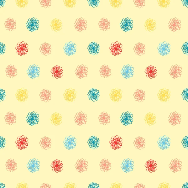 Summer seamless background with flower polka dots — Stock Vector