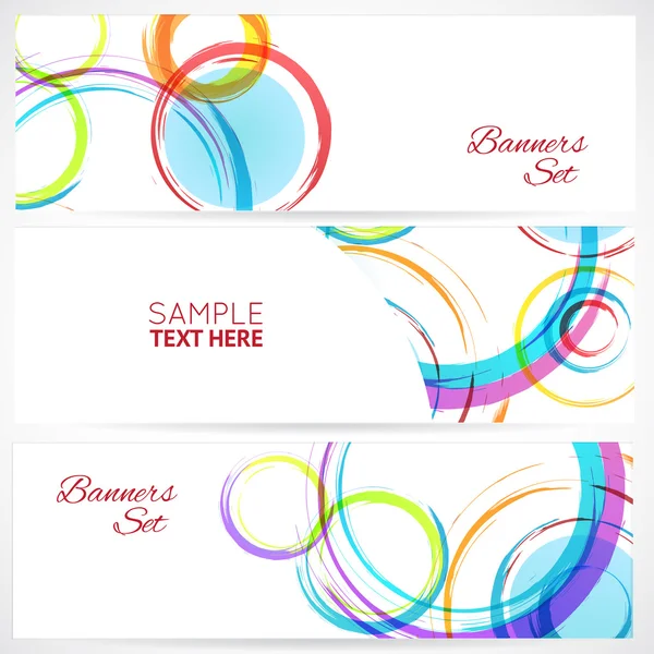 Banners set with abstract colorful grunge circles — Stock Vector
