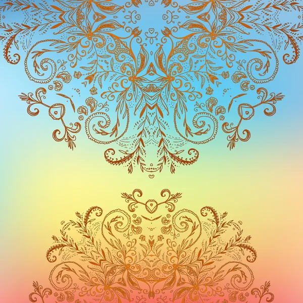 Arco iris ornamento floral mandala fondo tarjeta — Archivo Imágenes Vectoriales