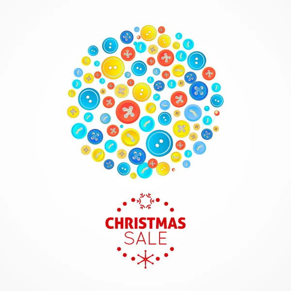 Christmas sale card with buttons ball — Stock Vector