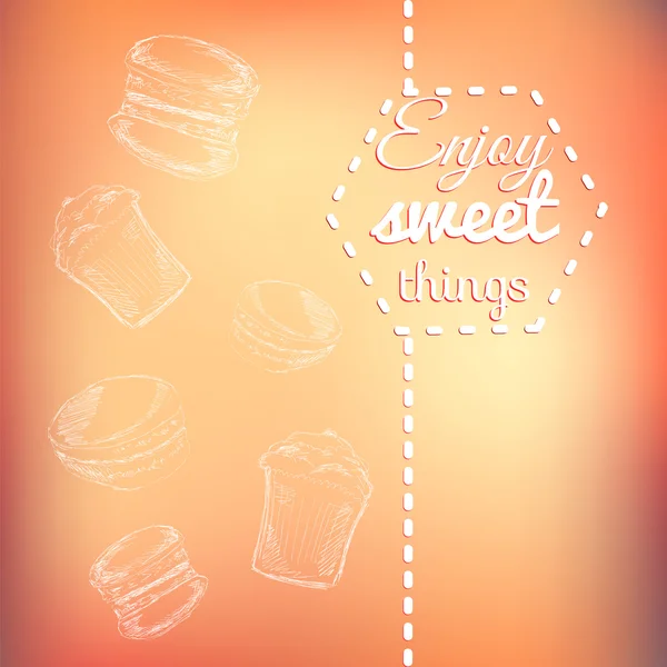 Macarons Süßigkeiten Hintergrundkarte — Stockvektor