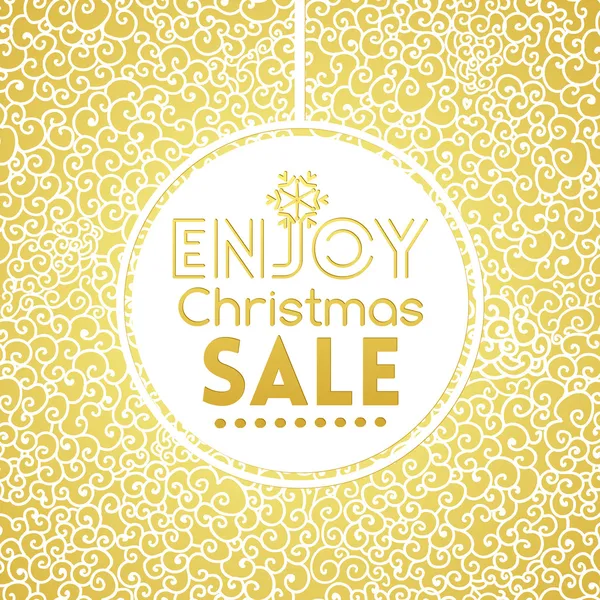 Gold Christmas Sale on doodle seamless pattern — Stock Vector