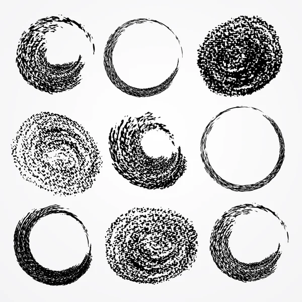 Ensemble vectoriel de coups de pinceau de cercle grunge. — Image vectorielle