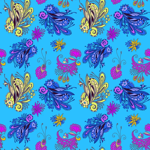 Blaue Blume nahtloses Muster — Stockvektor