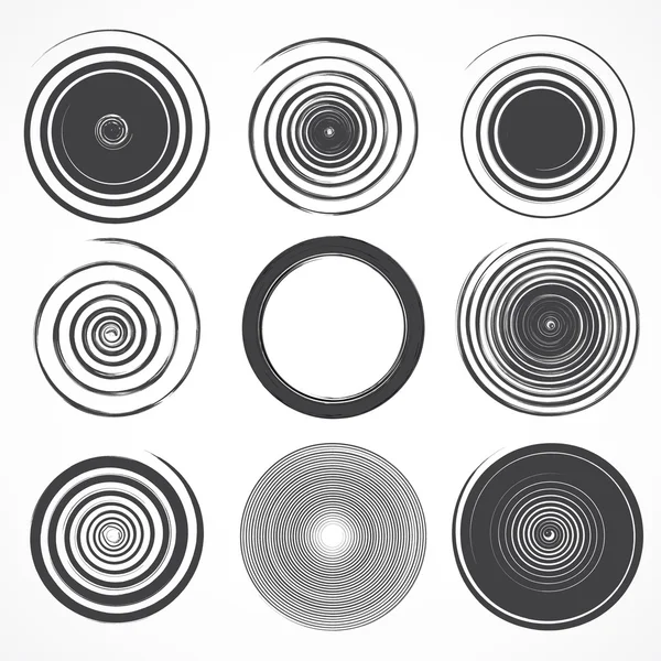 Vector set of grunge circle brush strokes. — Stock Vector