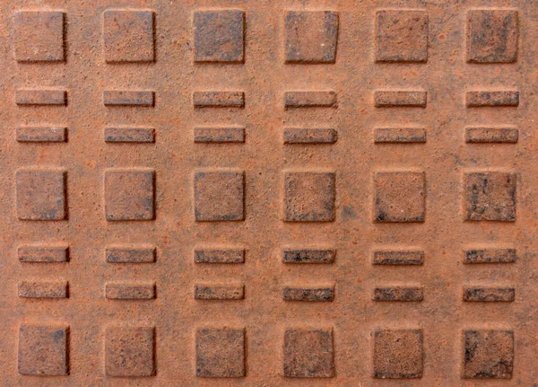 Rusty Metal Cover Square Equal Signs Embossed — Fotografia de Stock