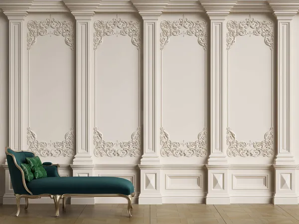 Klassische Möbel Klassischen Interieur Mit Kopierraum Wände Mit Verzierten Formen — Stockfoto