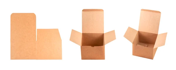 Cardboard Boxes Different Angles Isolated White Background — Stock Photo, Image