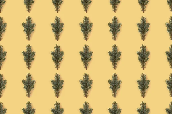 Coniferous Branches Christmas Tree Twigs Seamless Repeating Pattern — Stock Photo, Image