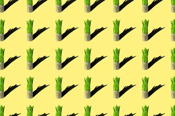 Bunches Fresh Asparagus Green Background Seamless Repeating Pattern — Stockfoto