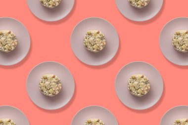 Mercan zemininde Olivier salatası. Kusursuz tekrarlama deseni.