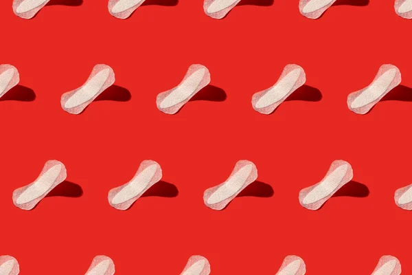 Almofadas Menstruais Brancas Fundo Vermelho Padrão Repetição Sem Costura — Fotografia de Stock