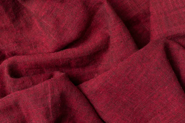 Zerknittertes Rotes Tuch Hintergrund Des Roten Stoffes — Stockfoto