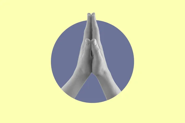 Praying Hands Digital Collage Modern Art — Stock Photo, Image