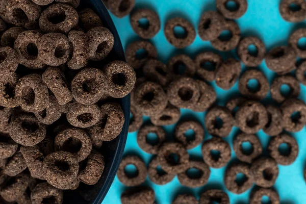Cereales Copos Negros Esparcidos Redondos — Foto de Stock