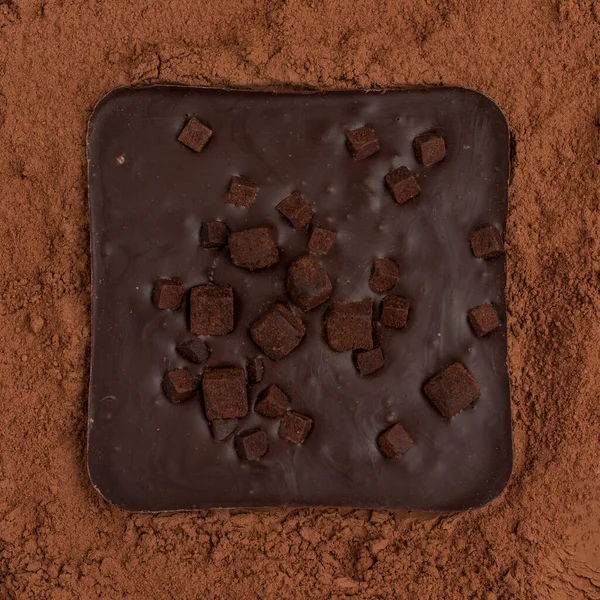 Bar Homemade Chocolate Cocoa Powder Background Craft Chocolate — Stock Photo, Image