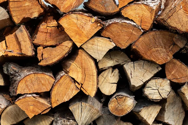 Chopped Stacked Firewood Close — Stock Photo, Image