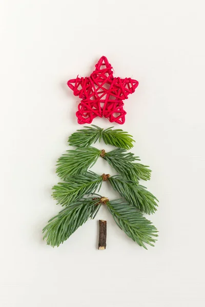Ručně Vyrobený Vánoční Stromek Mladé Jedle Vánoční Pozadí — Stock fotografie