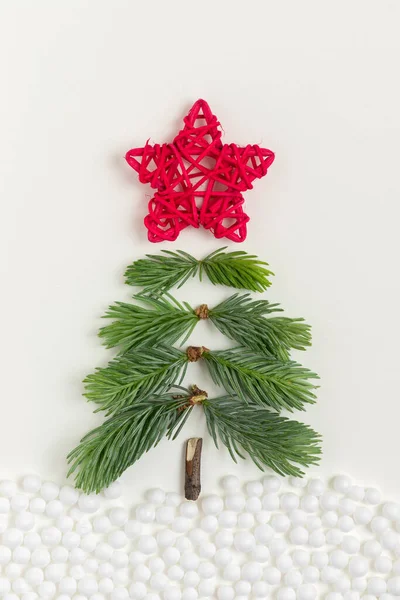 Ručně Dělaný Vánoční Stromek Sníh Vánoční Pozadí — Stock fotografie