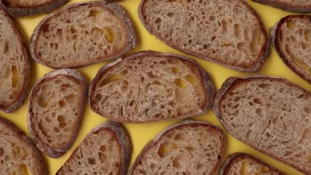 Slices Bread Close Food Background Rotate 360 Degrees — Stock videók