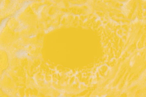 White Detergent Foam Yellow Background Copy Space — Φωτογραφία Αρχείου