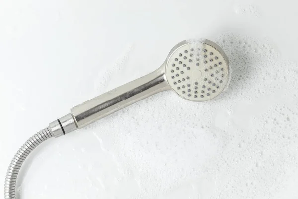 Shower Head Foam Lying Bathtub — Zdjęcie stockowe