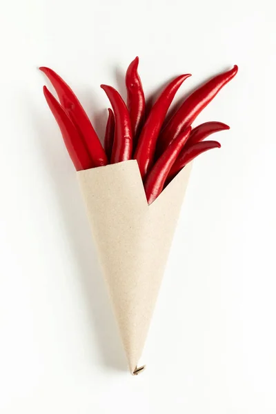 Red Hot Chili Peppers Paper Cone Top View — 스톡 사진