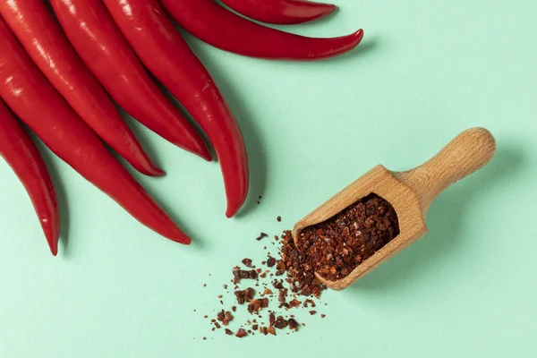 Red Chili Pepper Fresh Dried Spice Top View — 스톡 사진