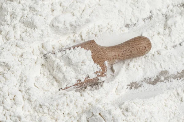 Organic White Wheat Flour Top View Close — Stockfoto