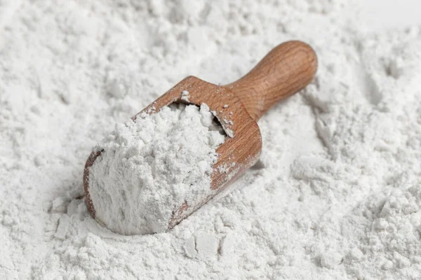 Organic White Wheat Flour Top View Close — Foto Stock