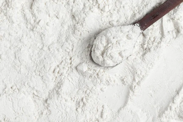 Organic White Wheat Flour Top View Close — Stockfoto