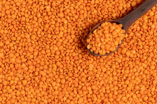 Organic Red Lentils Top View — Fotografia de Stock