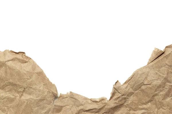 Crumpled Brown Paper Texture Background Isolated White — Stock Photo, Image