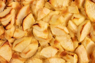 Taze pişmiş elmalı turta. Elmalı pasta. Üst görünüm.