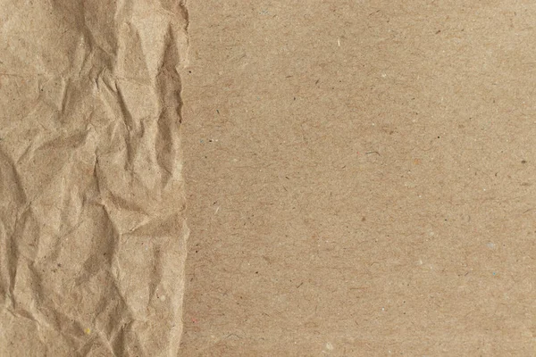 Brown Crumpled Kraft Paper Background Full Frame Texture — Stock Photo, Image