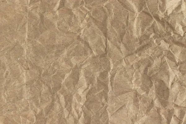 Brown Crumpled Kraft Paper Background Full Frame Texture — Stock Photo, Image